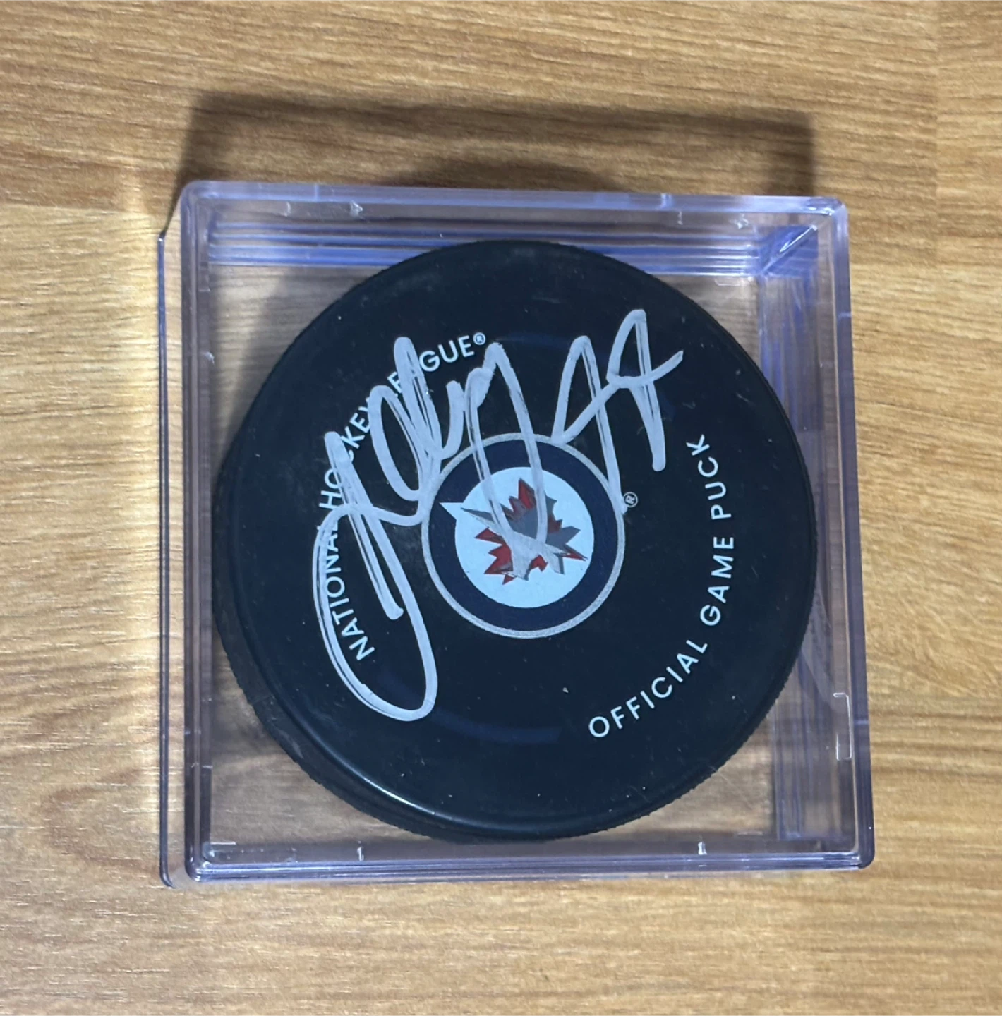 Winnipeg Jets NHL Official Game Puck signed by Josh Morrissey