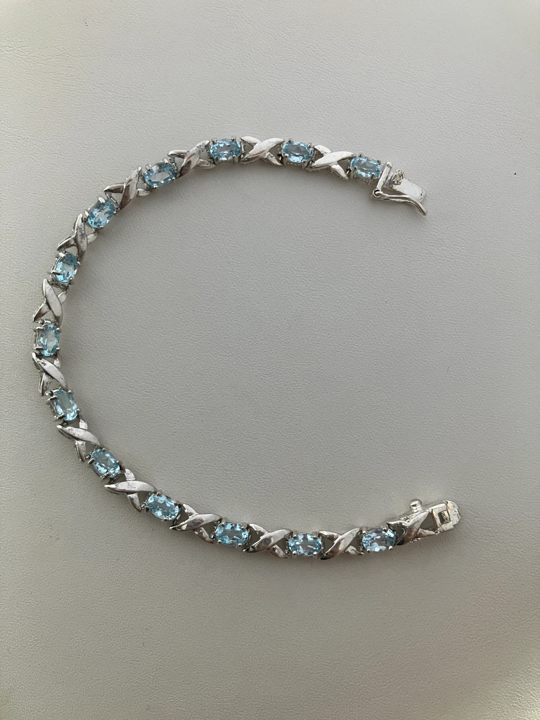 Blue Topaz 925 Sterling Silver Bracelet , 7.5" inches - photo 2