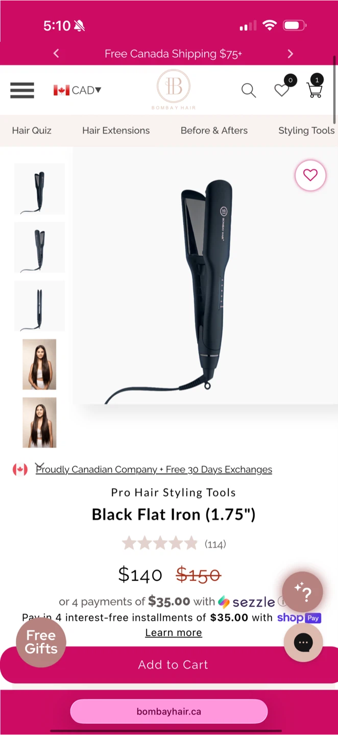Bombay Hair Black Flat Iron (1.75")