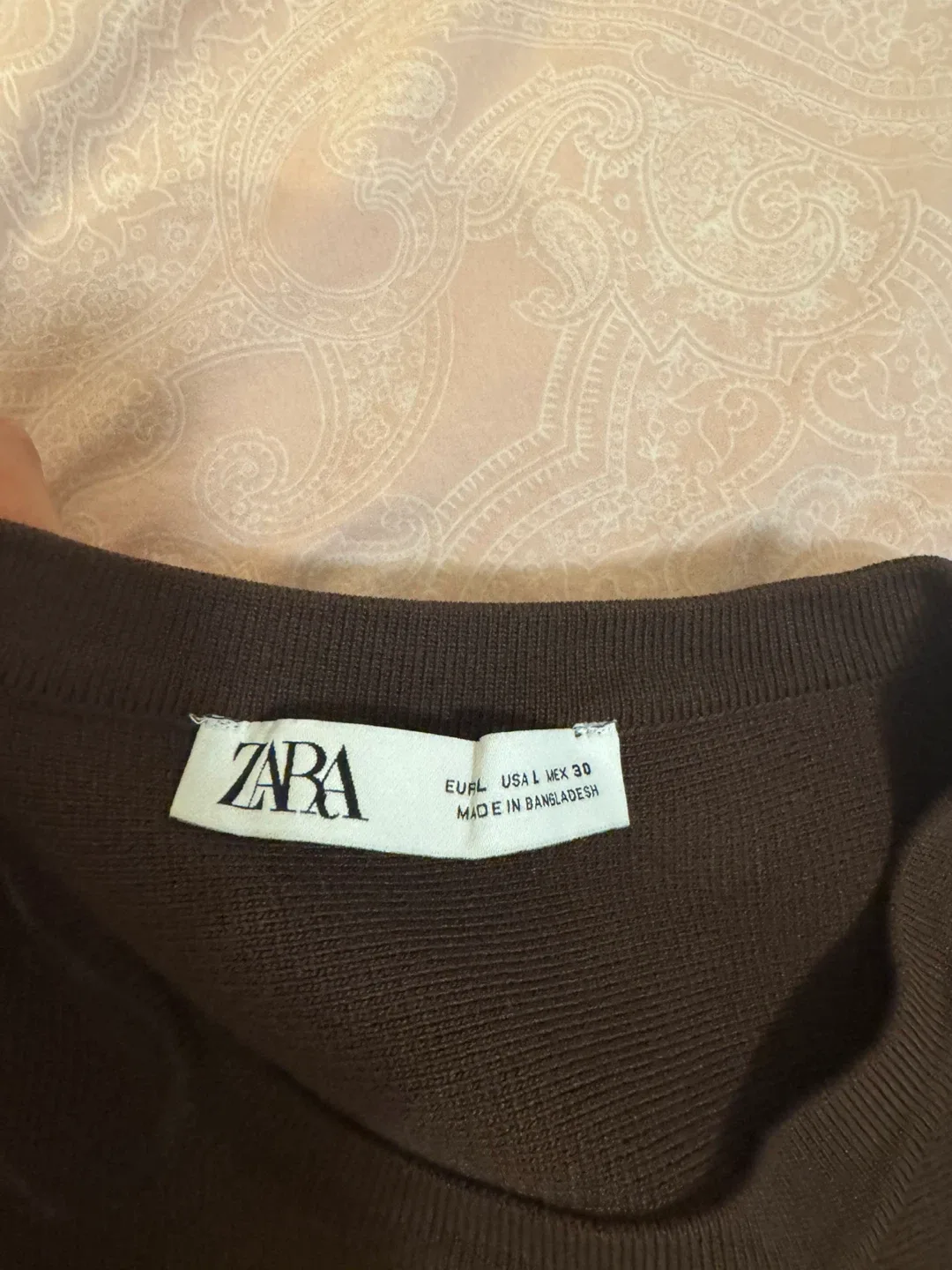 Zara Short Pleated Knit Dress - Size L-Brown image indicator(3)