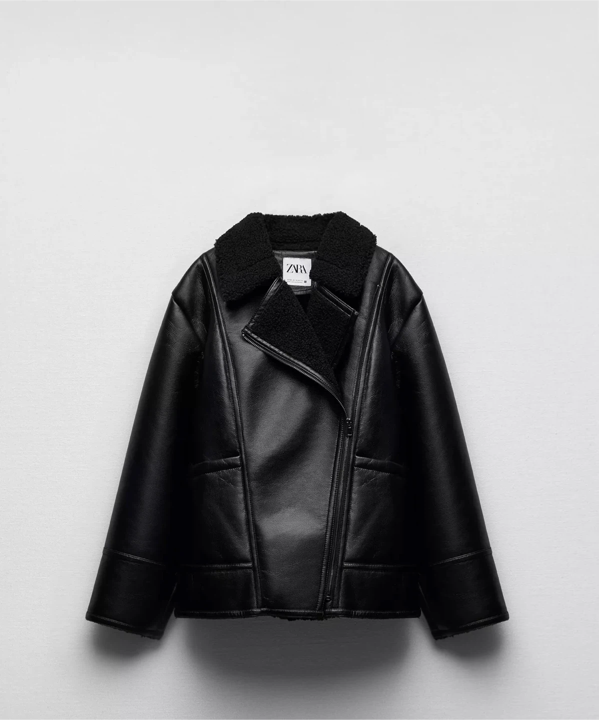 Zara Black Faux Leather Biker Jacket