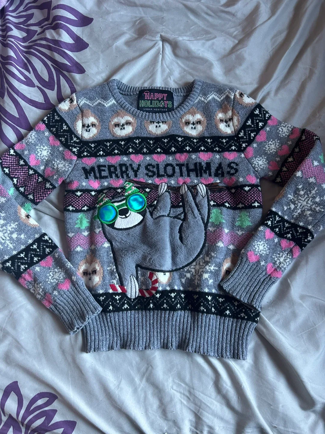 Kids Urban Heritage Slothmas Sweater - Size M(10) thumbnail