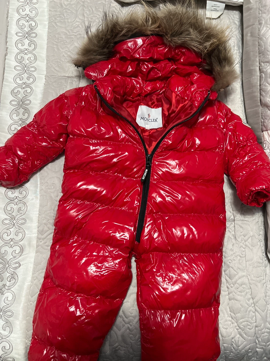 Moncler Baby Red Padded Snowsuit Size 18 Months