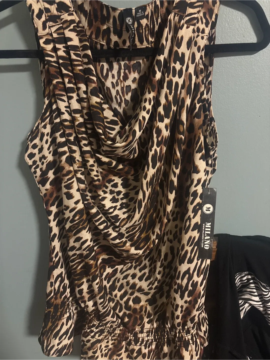 Milano Leopard Print Cowl Neck Top - Size M thumbnail