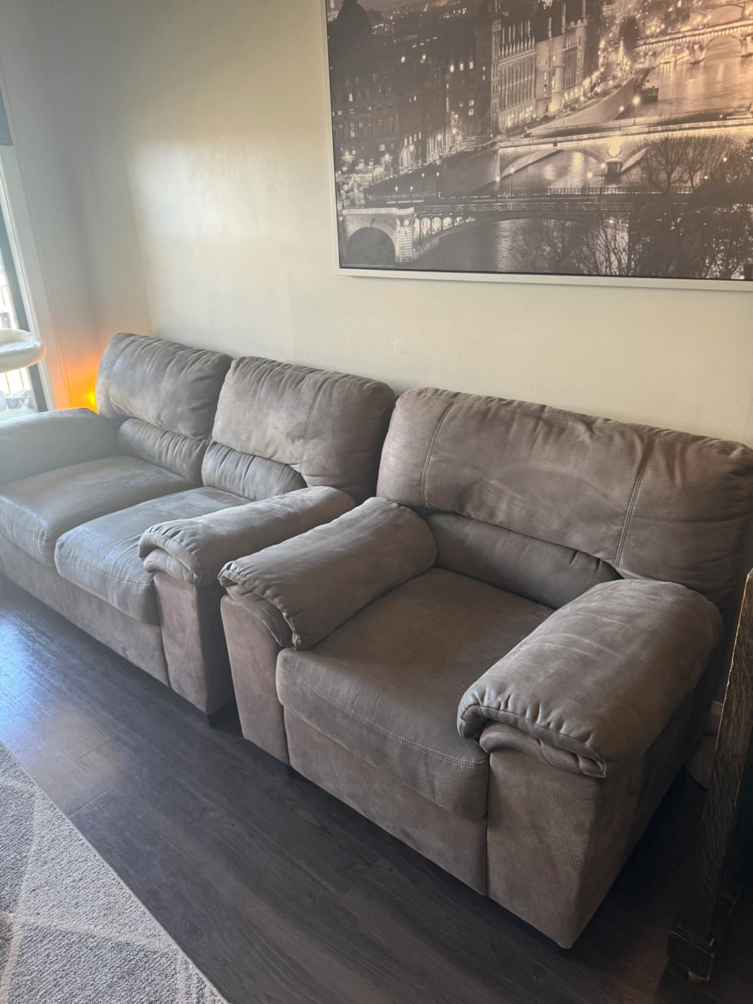 Suede-like 2 seater and one single sofa - photo 2