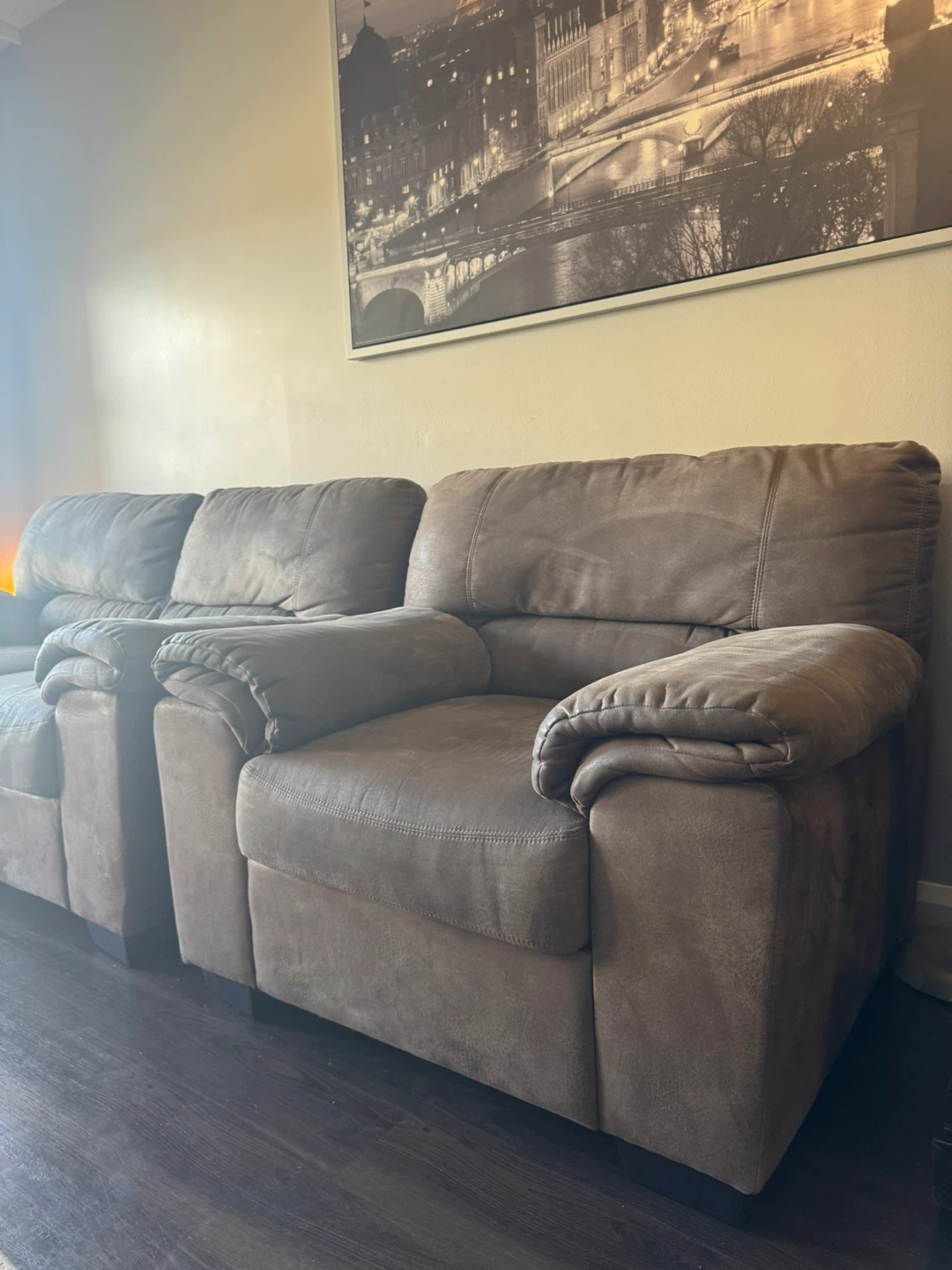 Suede-like 2 seater and one single sofa - photo 3