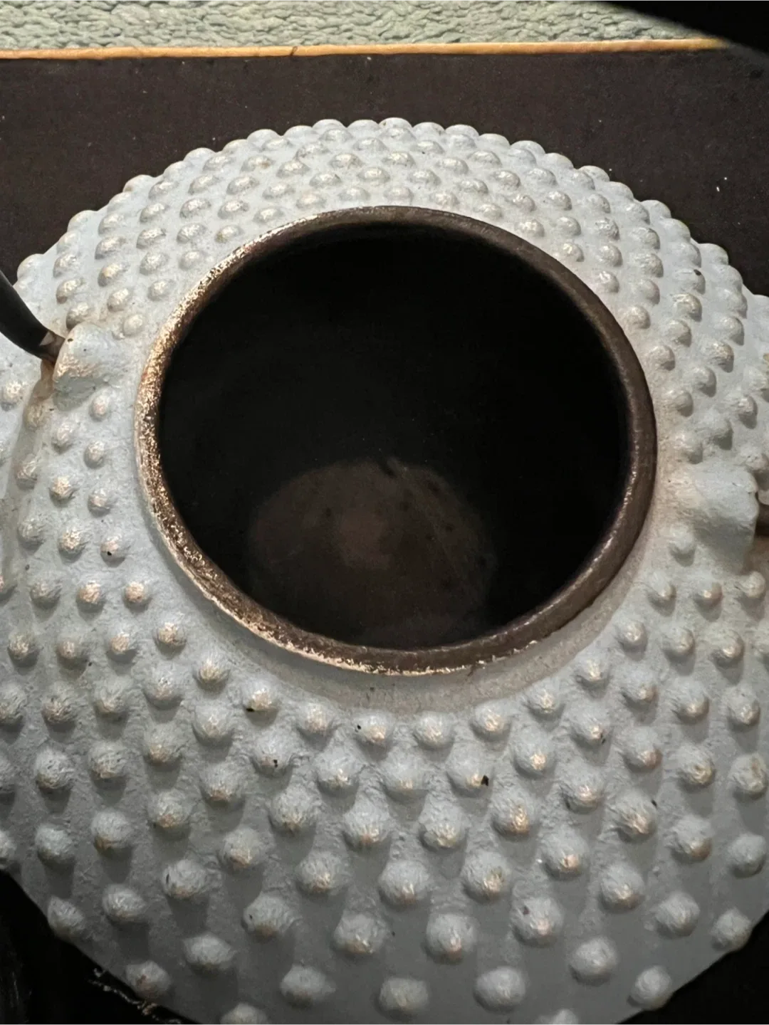 Vintage Silver Blue Cast Iron Teapot with Handle image indicator(4)