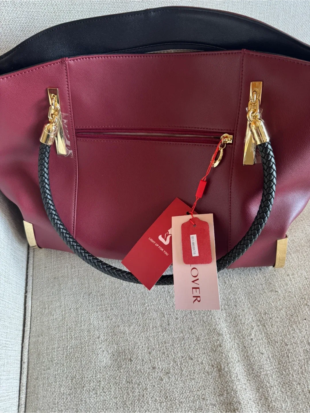 FOXLover Large Capacity Tote - Wine Red