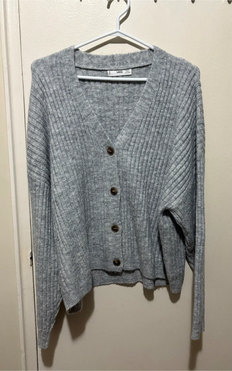 Women’s MANGO  Grey Knit Cardigan - Size L thumbnail