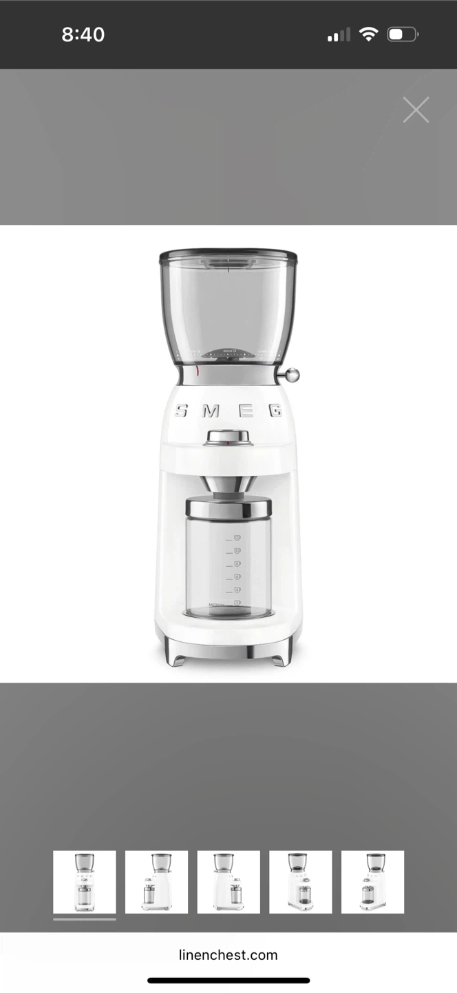 Smeg CGF11WHUS Coffee Grinder - White - photo 3