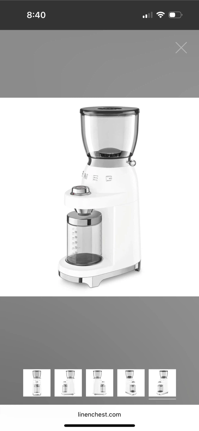 Smeg CGF11WHUS Coffee Grinder - White - photo 4