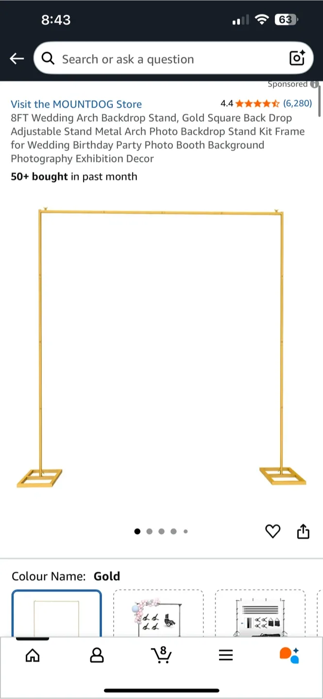 Balloon Party Arch - Gold, 8ft x 8ft - New in Box thumbnail
