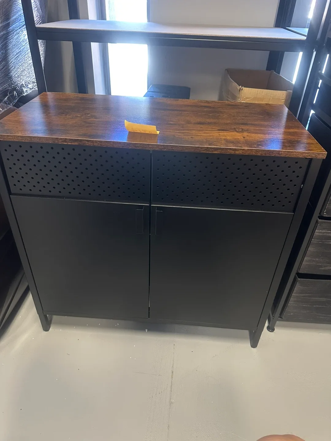 SONGMICS Rustic Brown & Black Storage Sideboard thumbnail