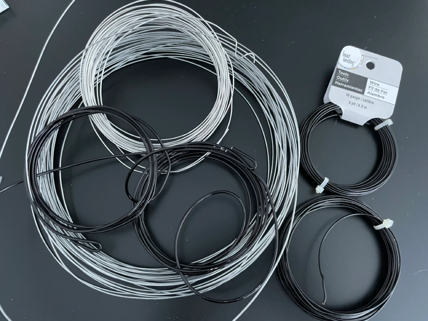 Bead Landing Wire - Black and Silver