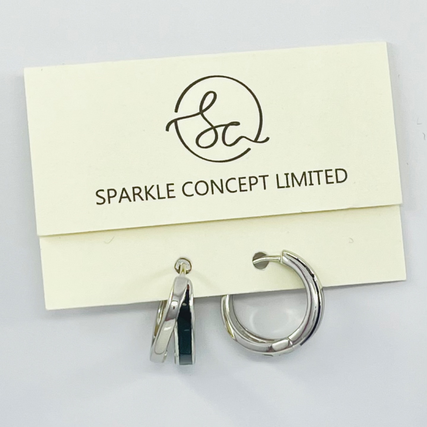 Silver Hoop Earrings with Enamel