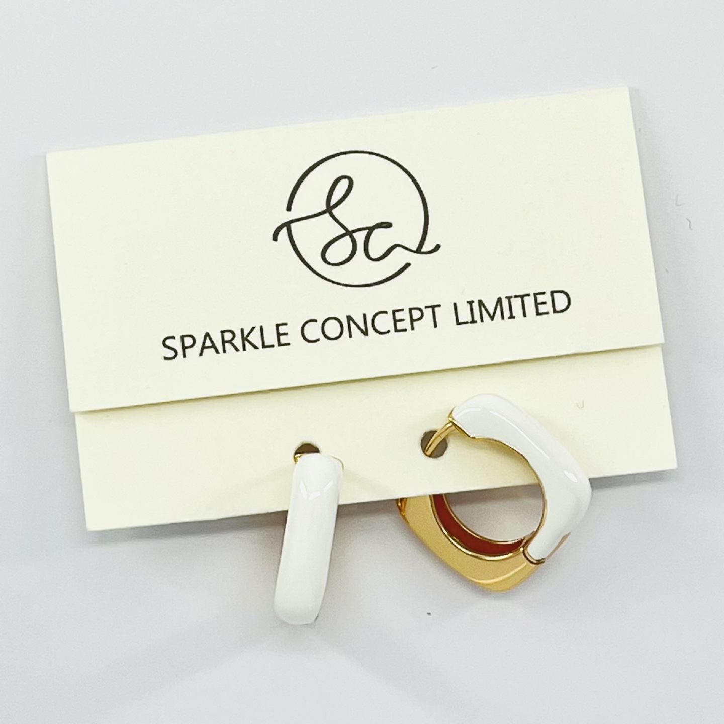 Silver Hoop Earrings with Enamel