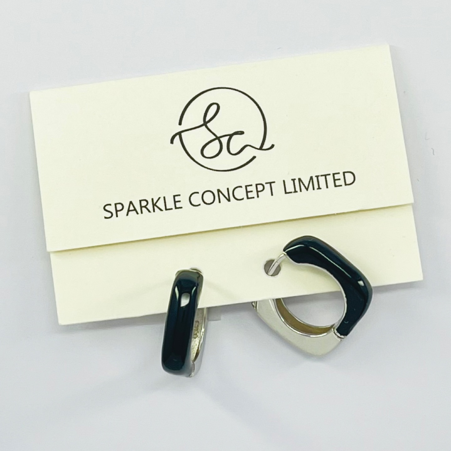 Silver Hoop Earrings with Enamel