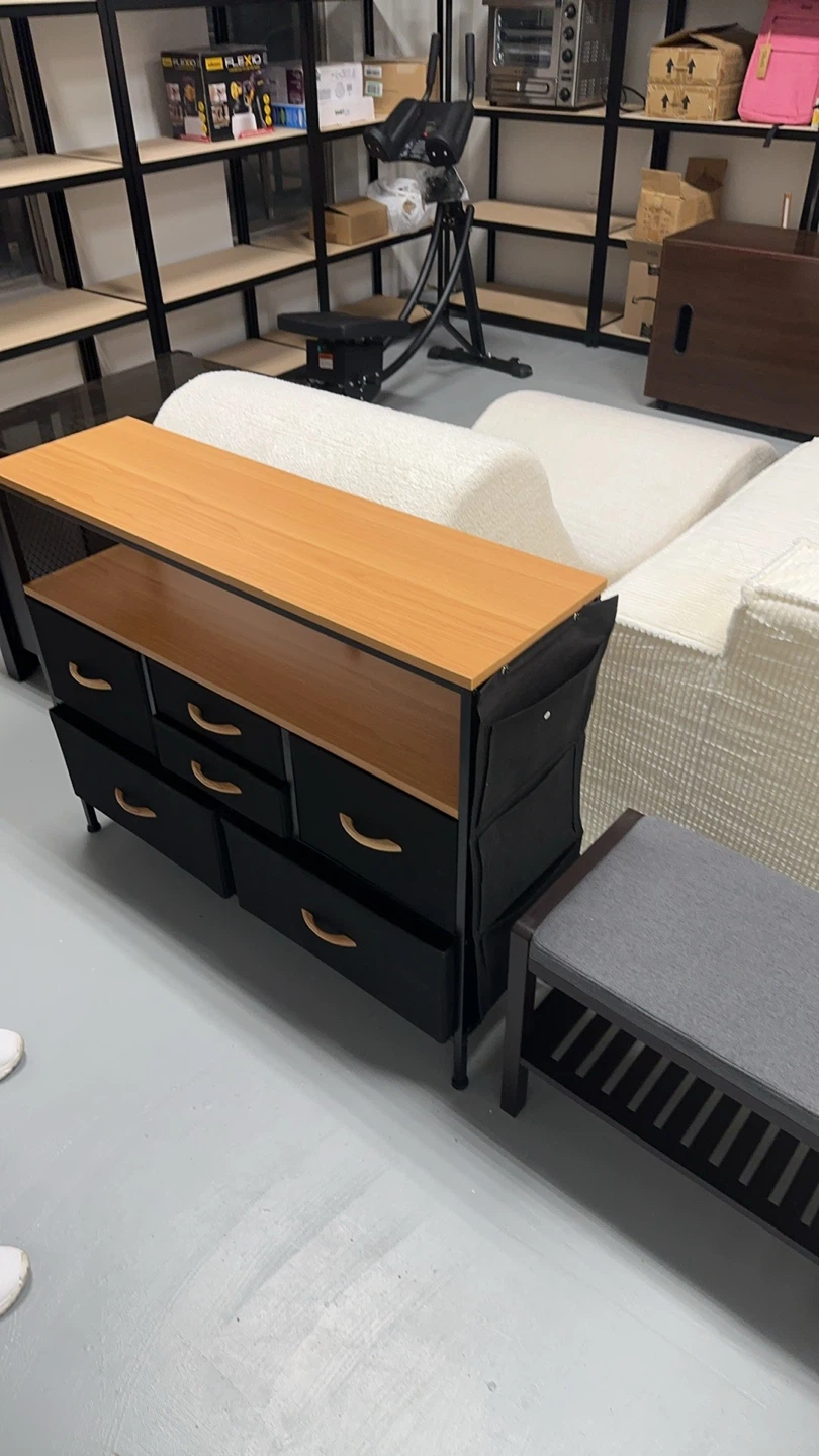 Wood Top Black Drawer Dresser