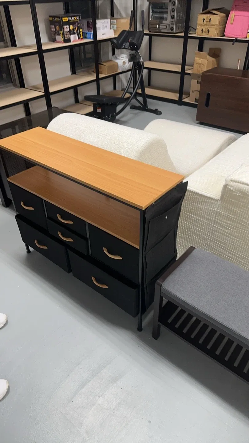 Wood Top Black Drawer Dresser thumbnail