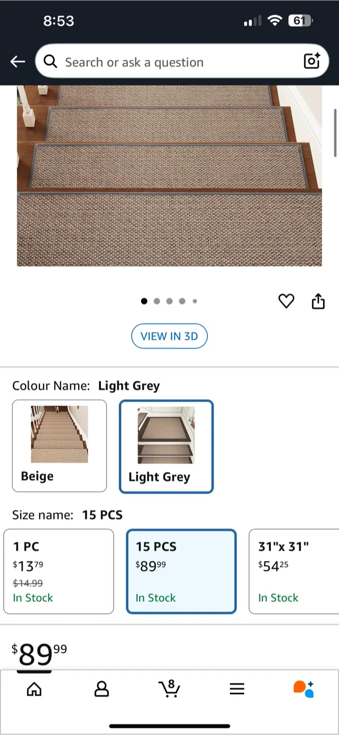 BNIB - Padoor Stair Treads - 15 PCS Light Grey thumbnail