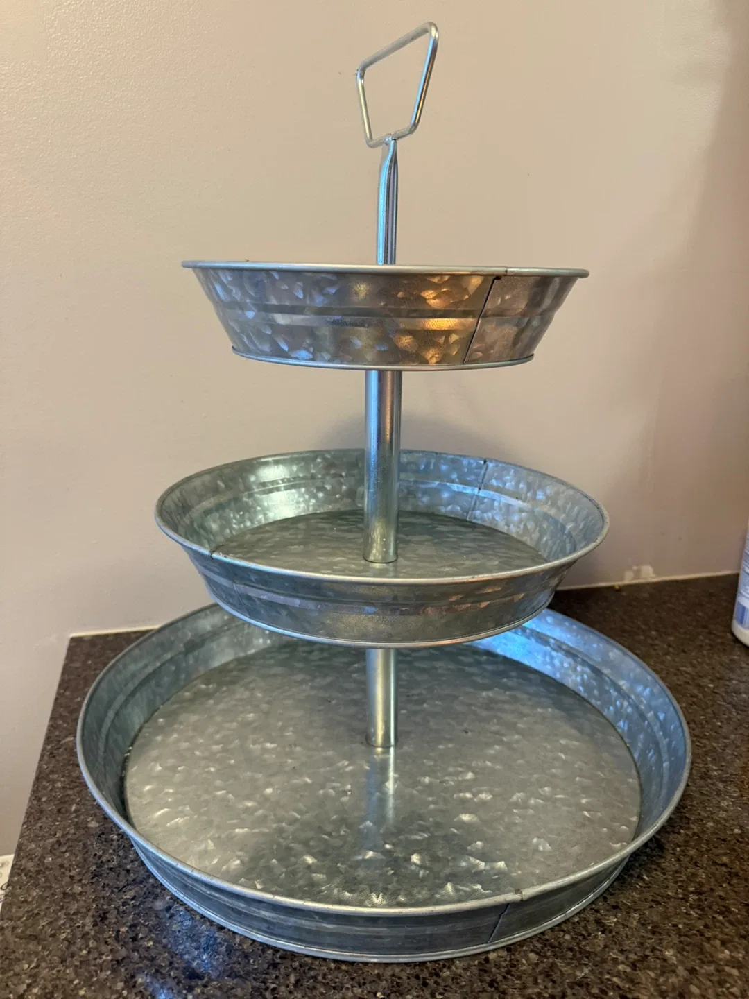 3-Tier Galvanized Metal Tray Stand thumbnail