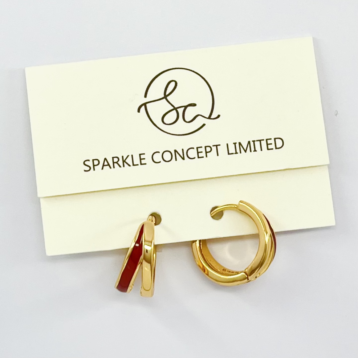 Silver Hoop Earrings with Enamel