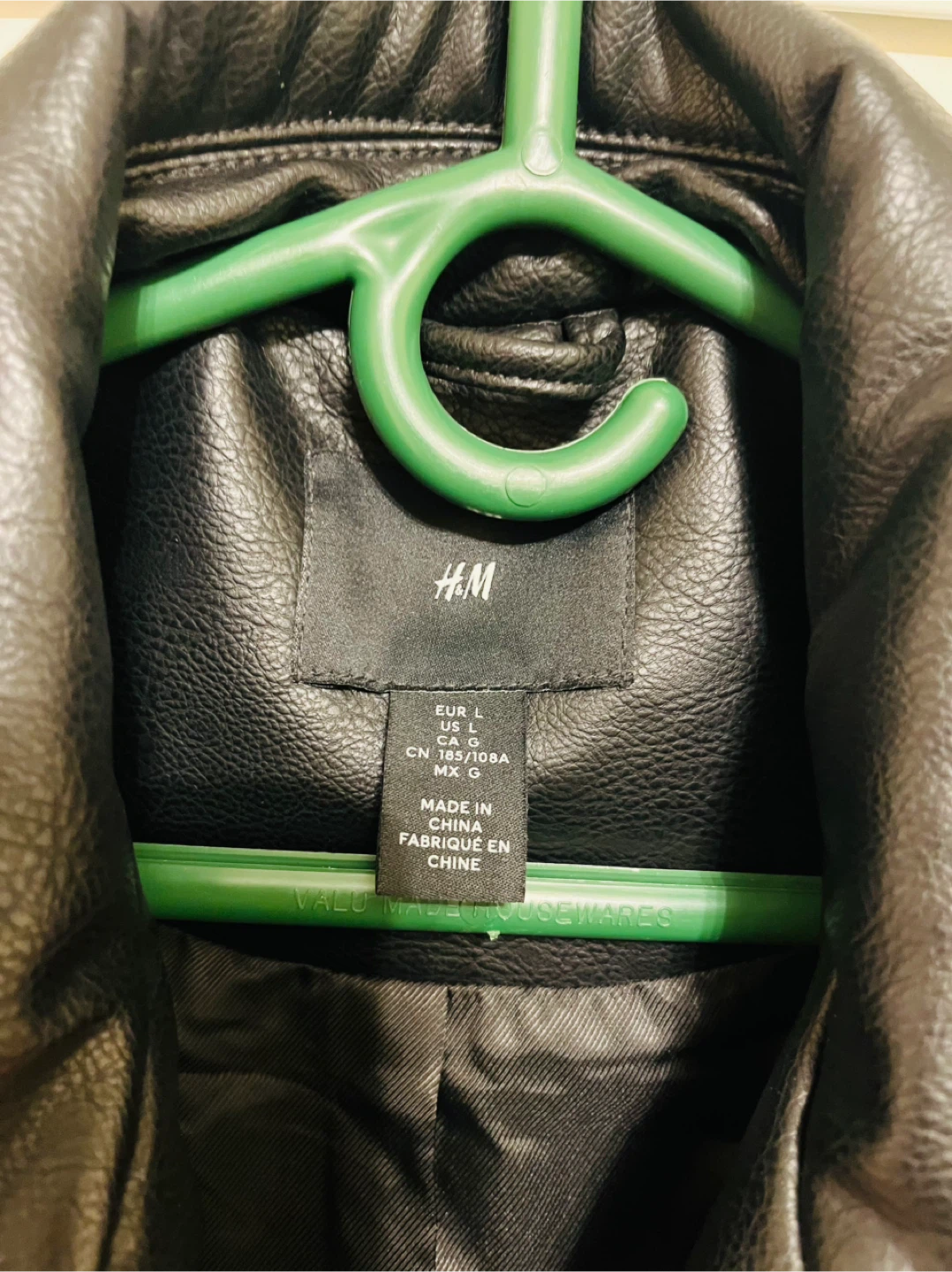 H&M Black Faux Leather Jacket - Size L - photo 2