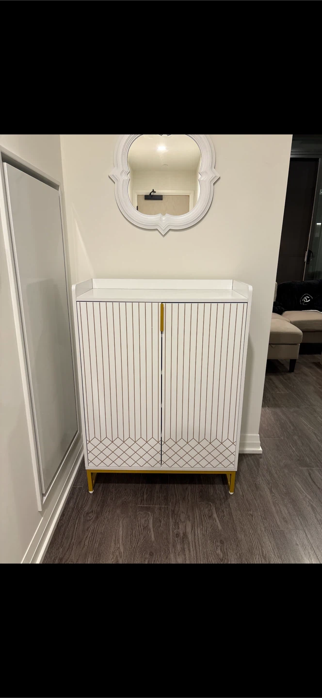 White & Gold Accent Shoe Cabinet - photo 2
