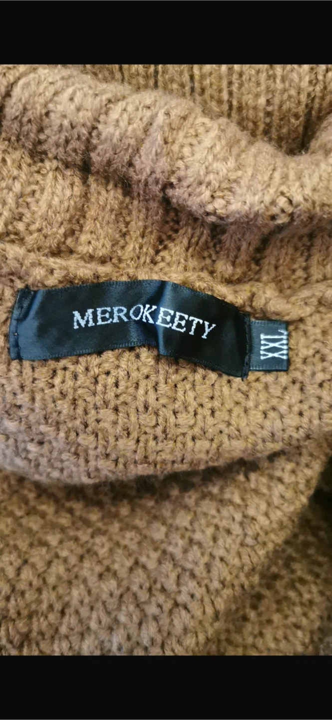 Merokeety XXL Brown Knit Turtleneck Sweater - photo 4
