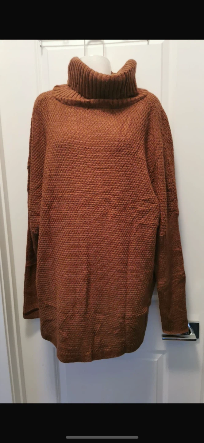 Merokeety XXL Brown Knit Turtleneck Sweater - photo 2