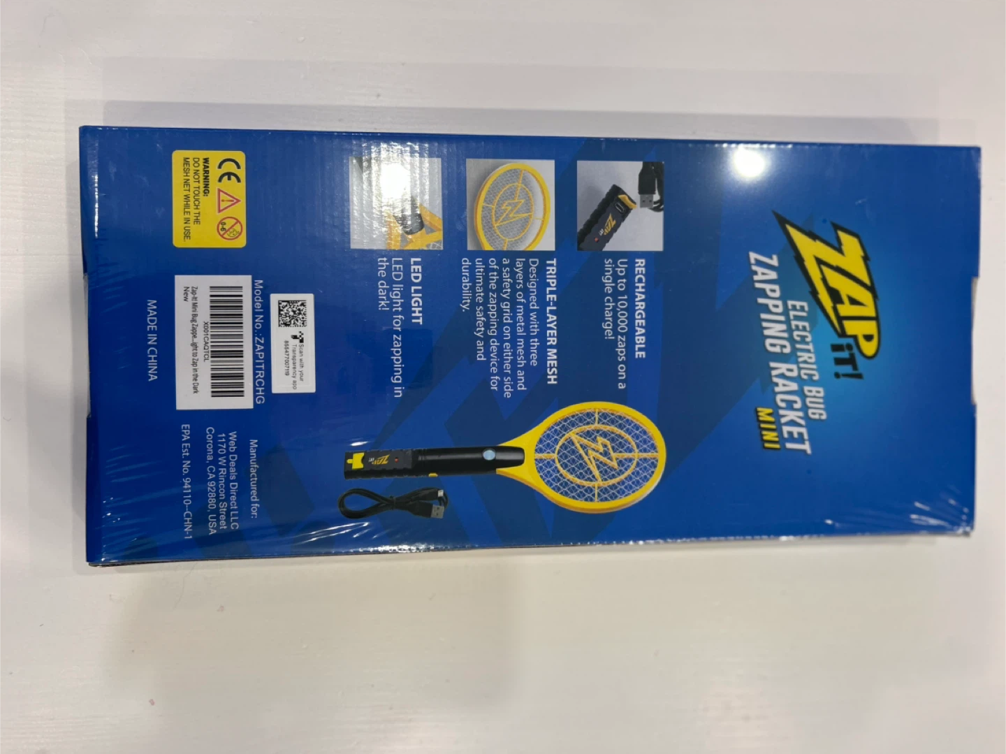 Zap It! Electric Bug Zapping Racket Mini - New - photo 2