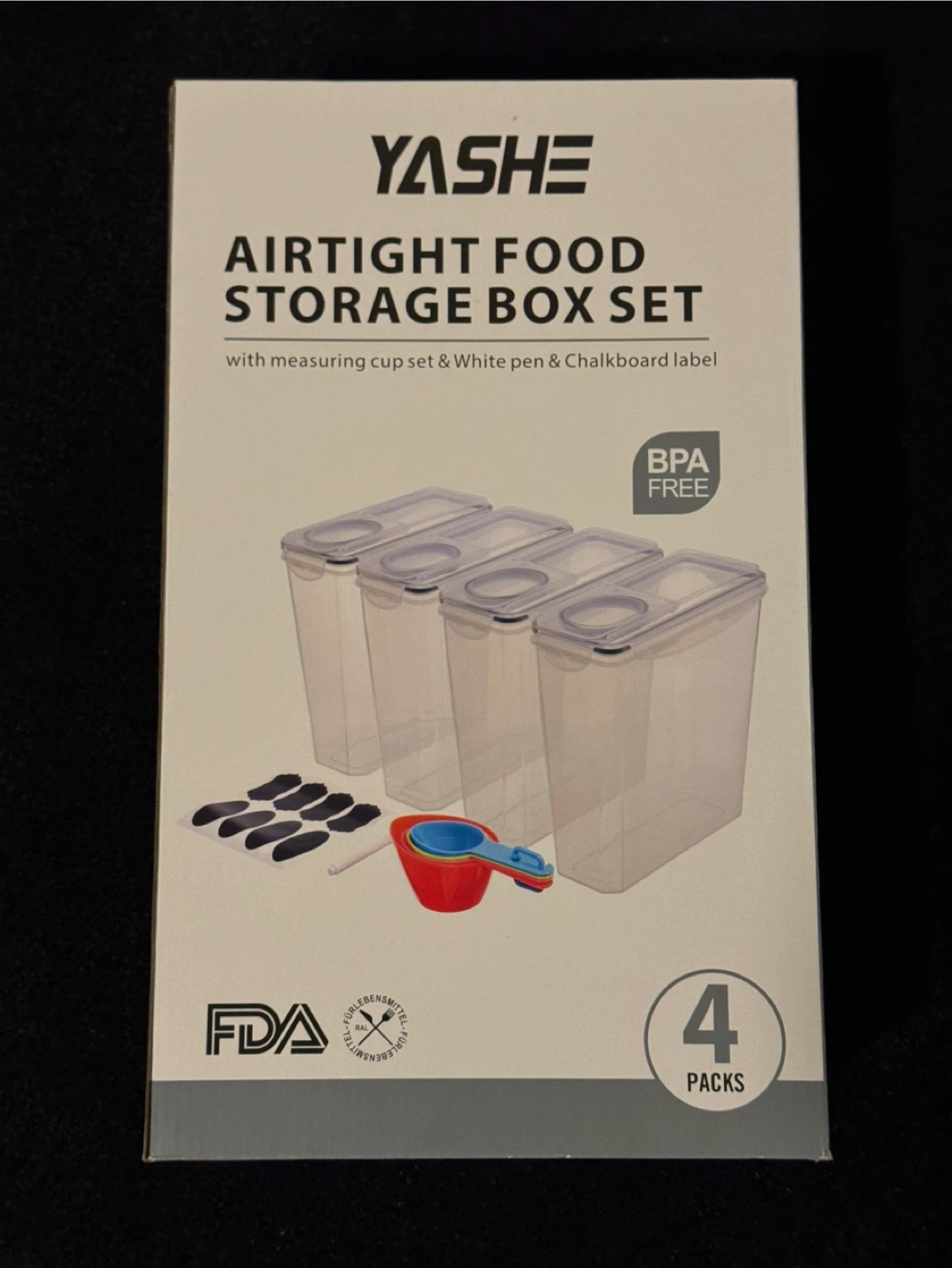 Airtight Storage Containers Set 4PCS (3.7L/125oz)
