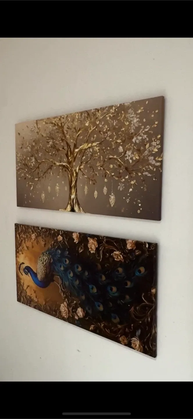 Canvas Wall Art - Tree and Peacock thumbnail