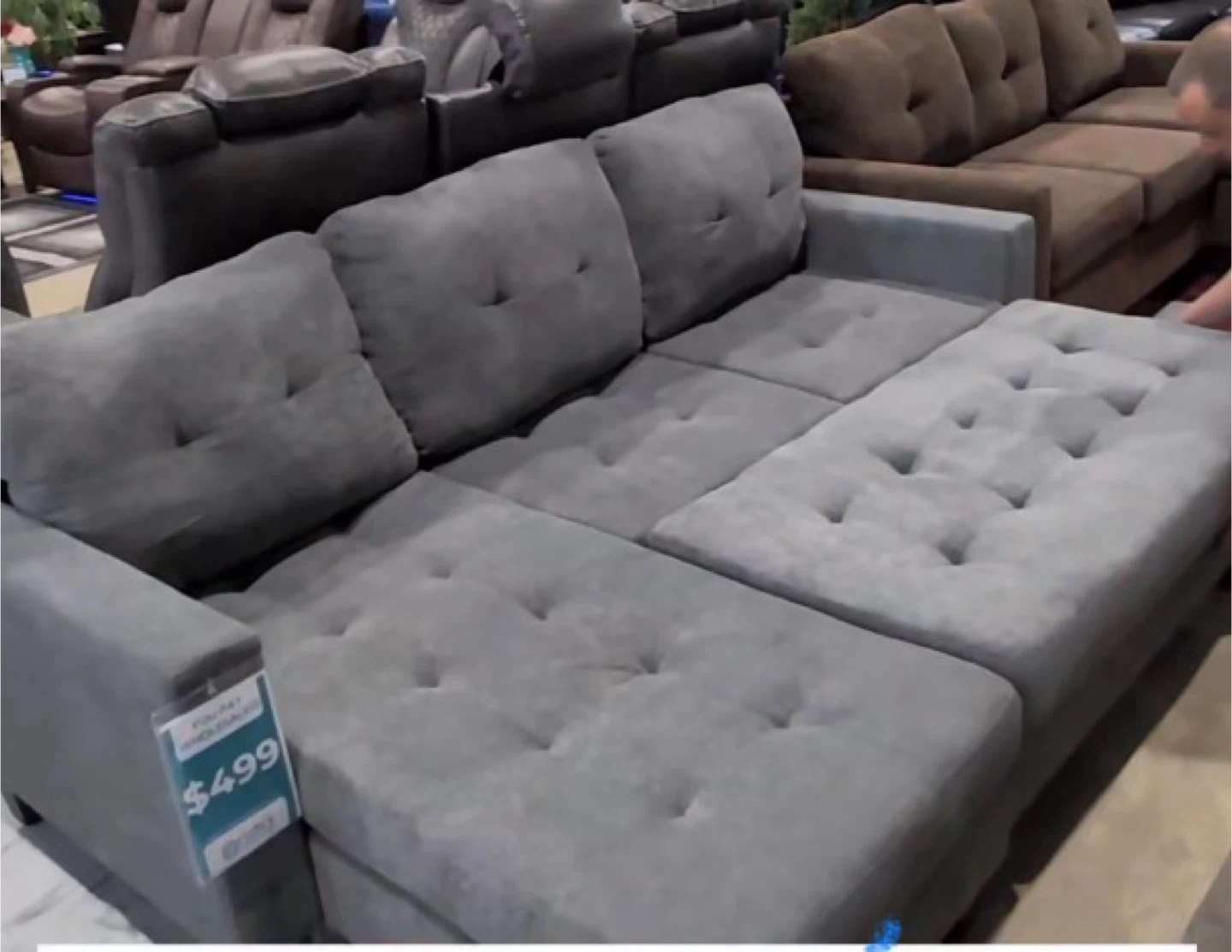 Grey Sectional Sofa with Chaise and double mattress size