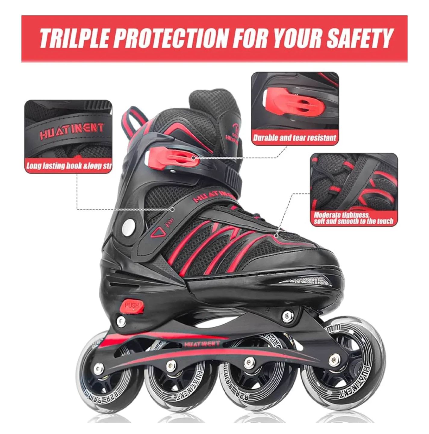 Huatineht Adjustable Inline Skates - Size L (US 5-9) image indicator(3)