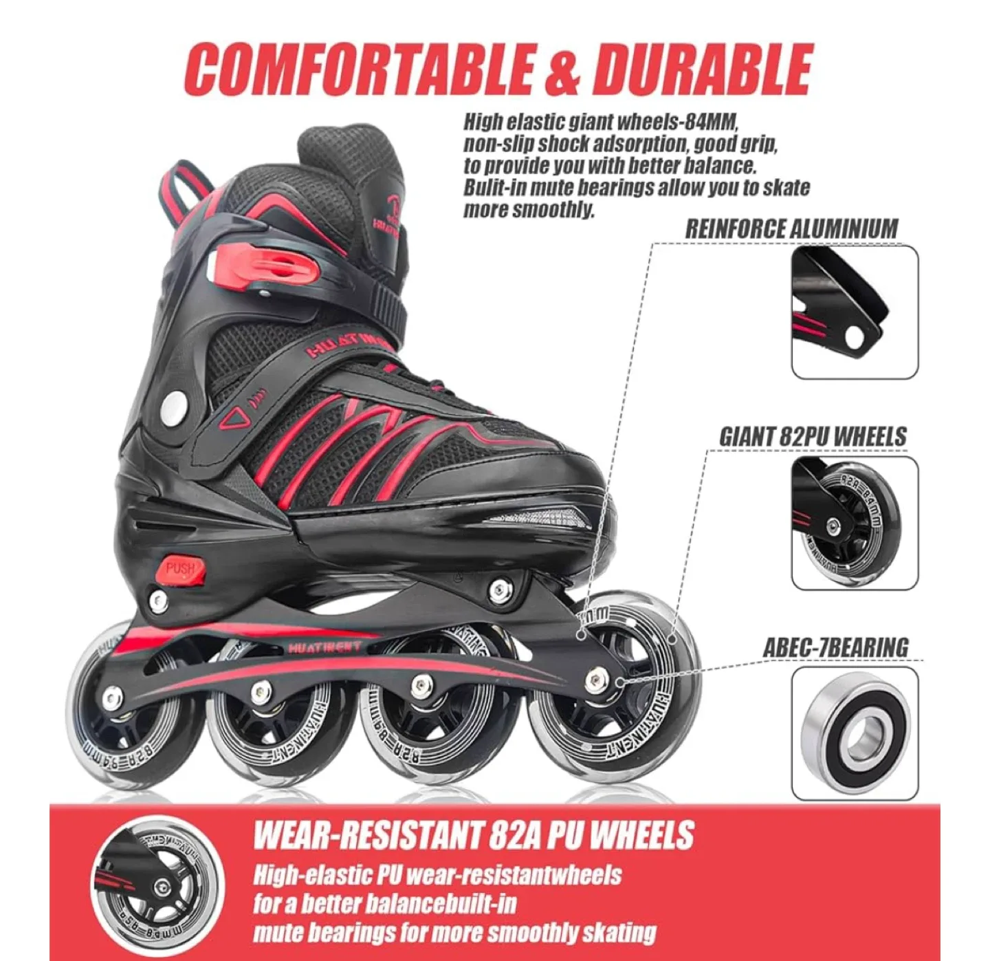 Huatineht Adjustable Inline Skates - Size L (US 5-9) image indicator(2)