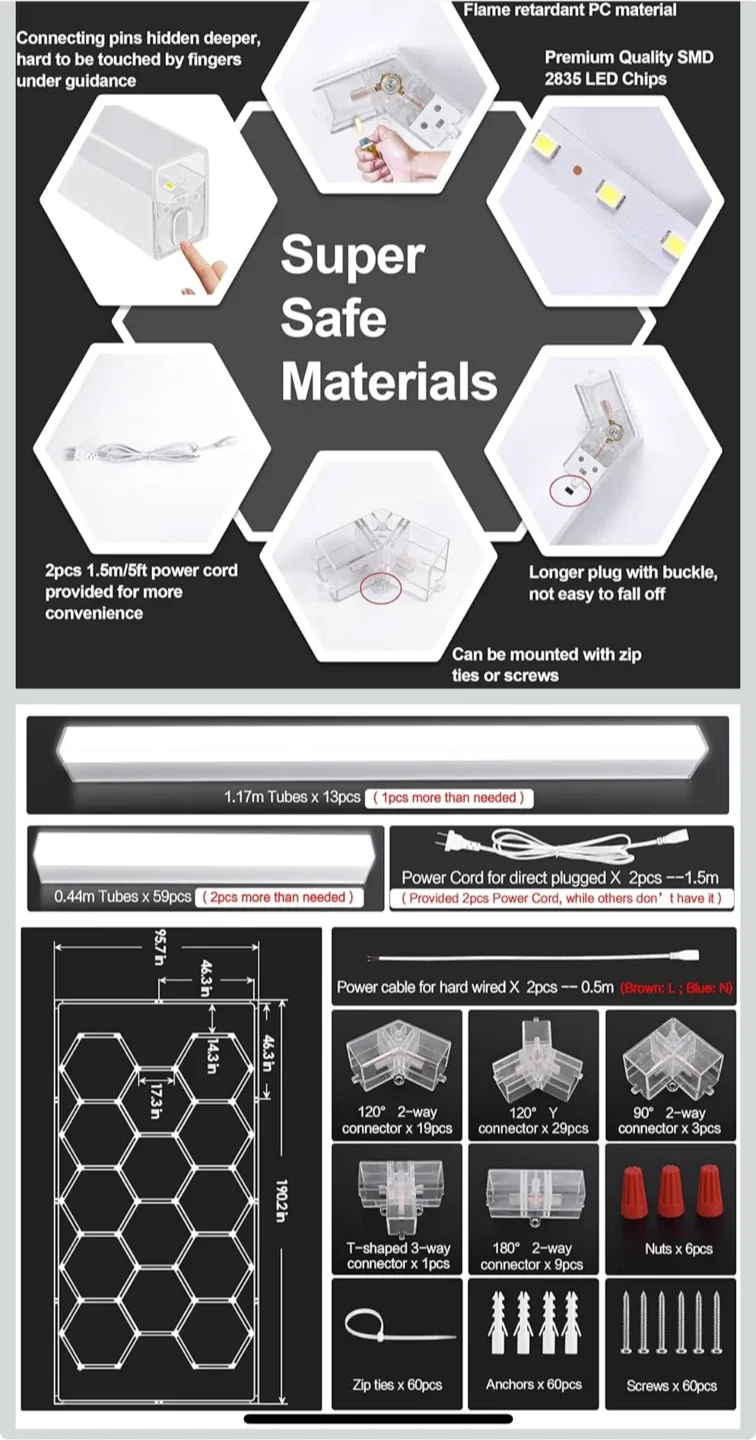 LED Garage Lights - Super Bright Adjustable Hexagon image indicator(3)