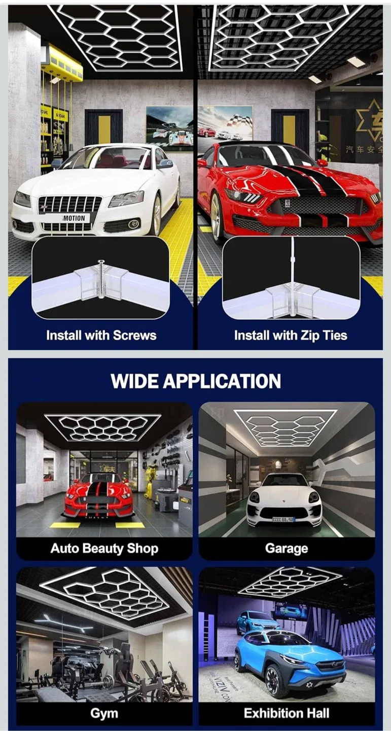 LED Garage Lights - Super Bright Adjustable Hexagon image indicator(4)