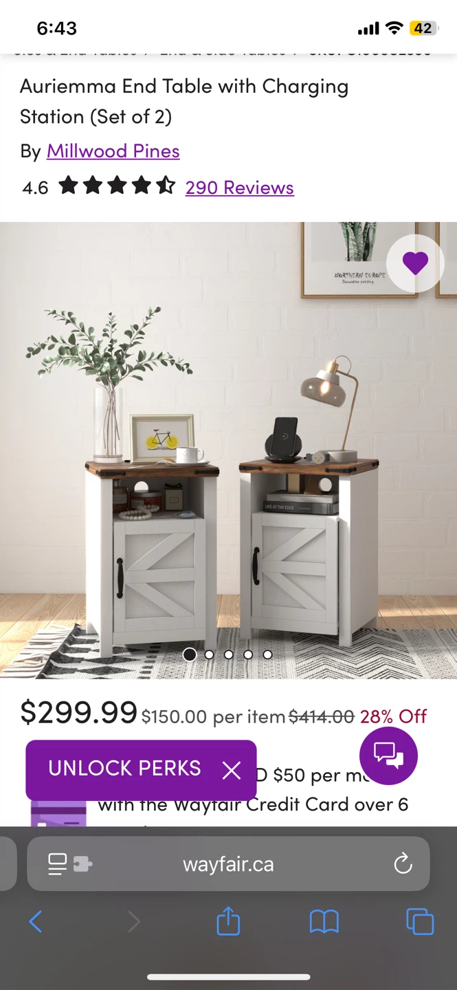Two End Tables with Charging Stations