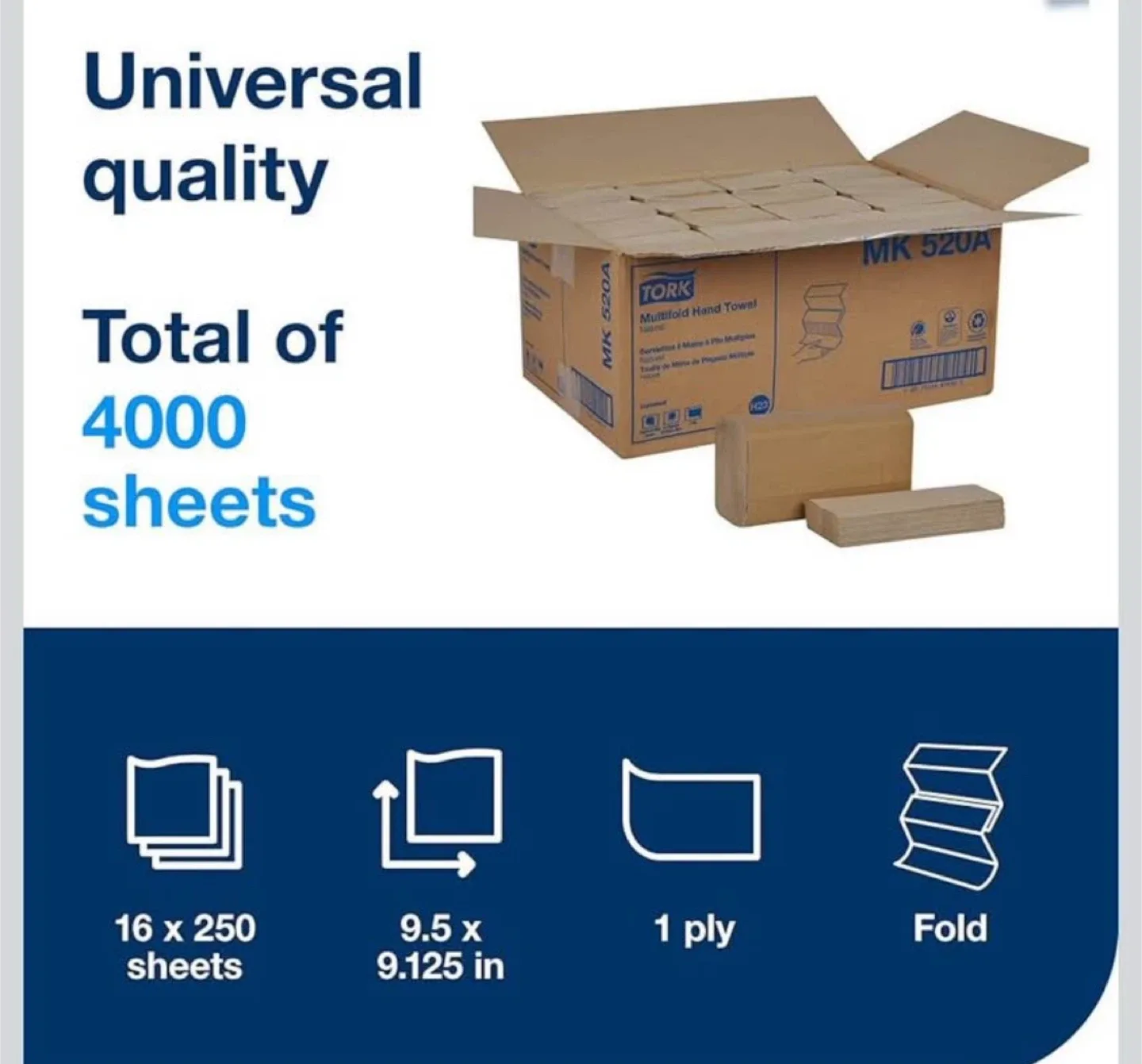 Tork MK520A Multifold Hand Towel - 4000 Sheets image indicator(2)