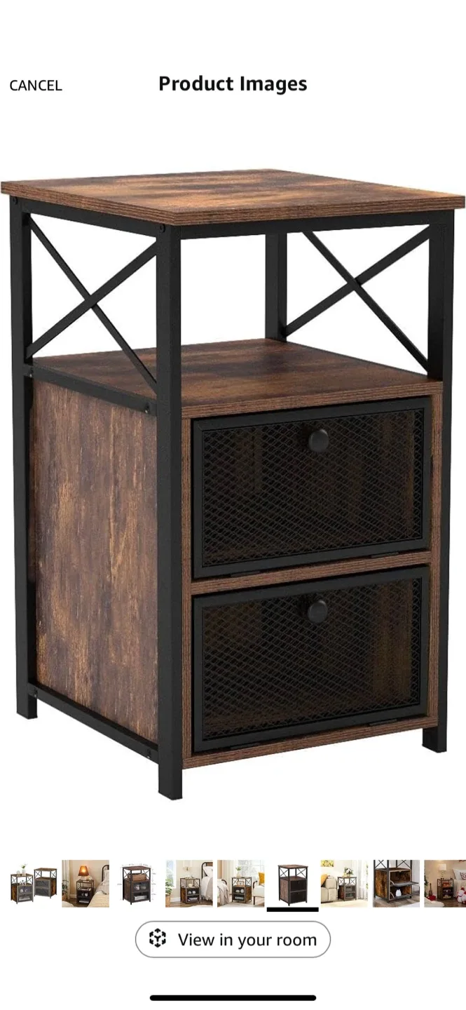 2x Industrial Nightstand with Storage Shelf image indicator(3)
