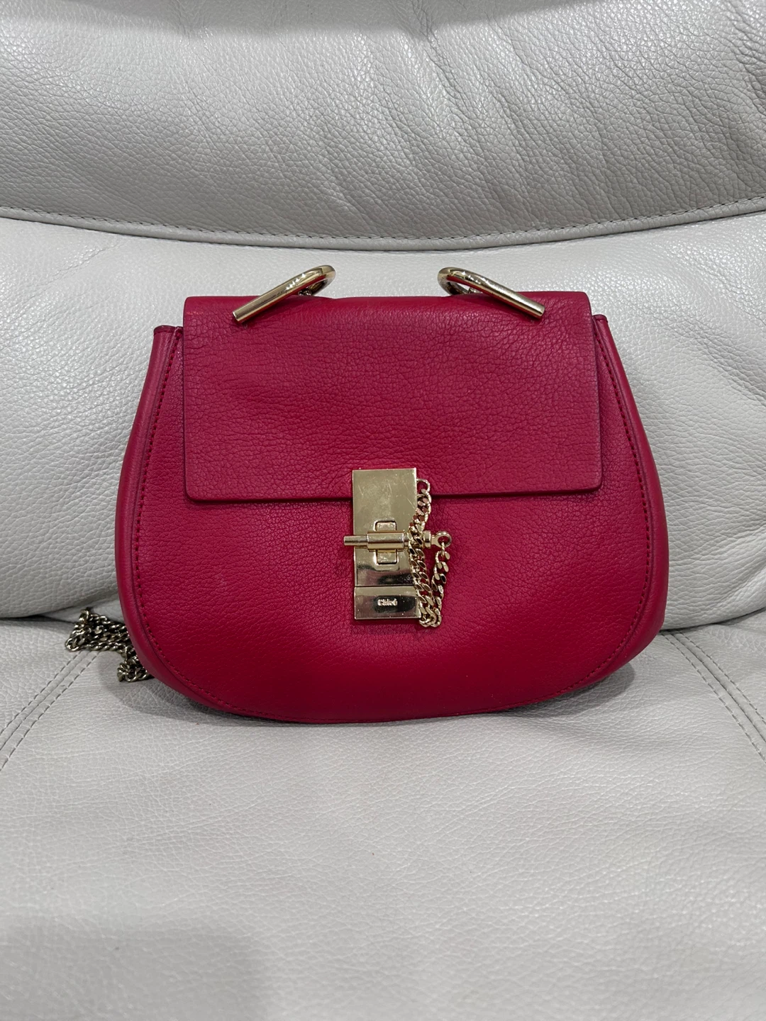 Chloé Drew Nano Red Leather Crossbody Bag