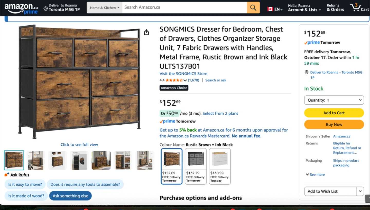 Songmics Fabric Dresser Storage Tower 7 Drawers - photo 3