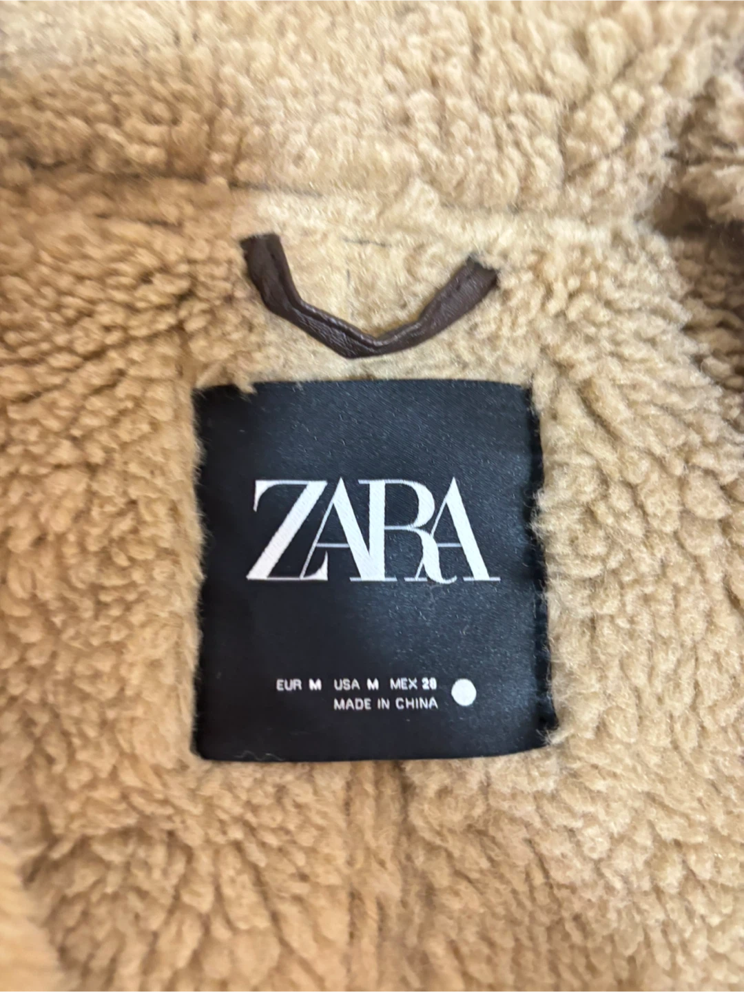 Zara Brown Faux Leather Aviator Jacket - Size M - photo 2