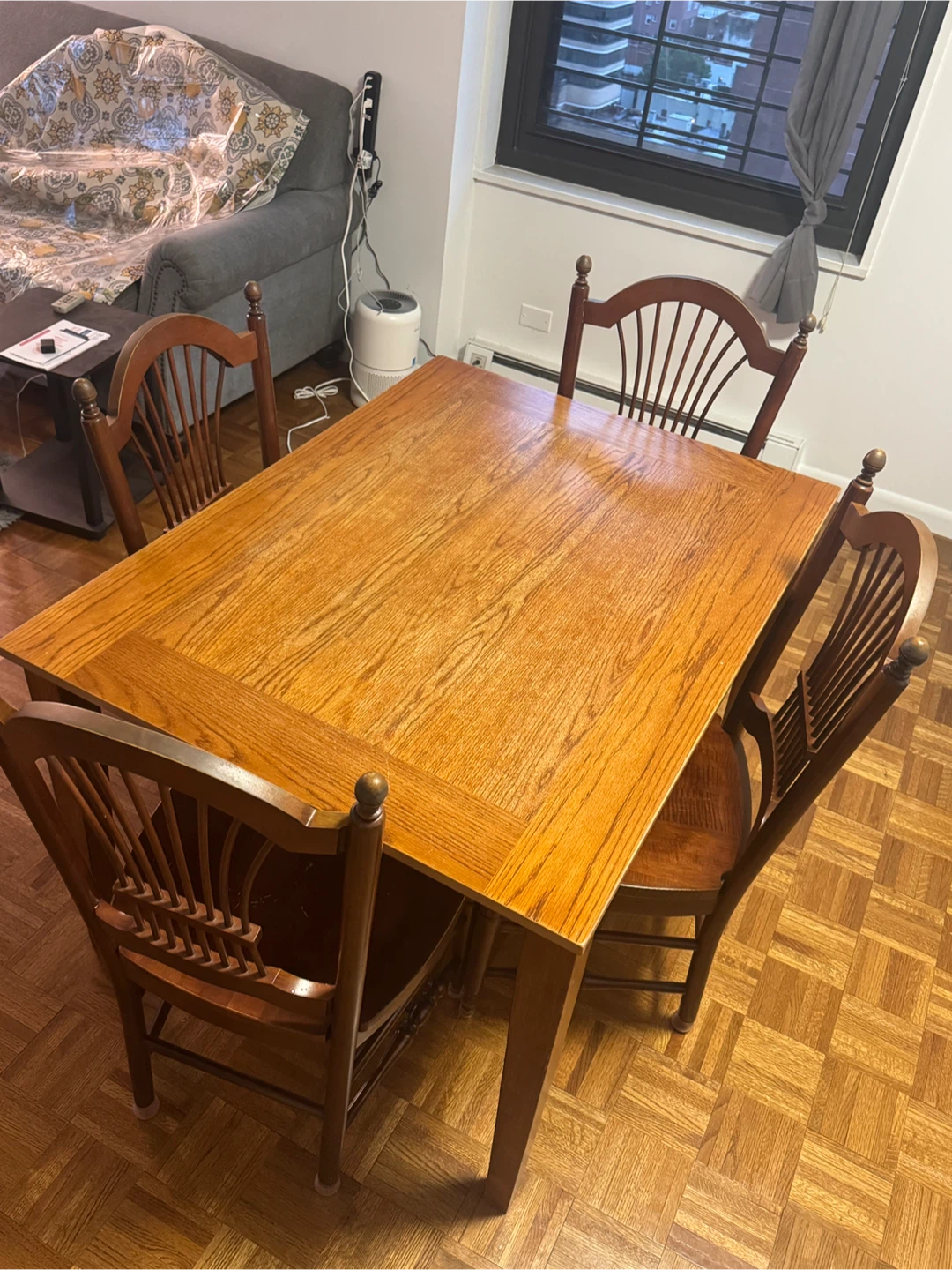 Wooden Dining Table with 4 Chairs