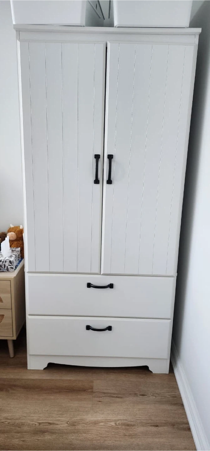 White Wardrobe Armoire with Drawers