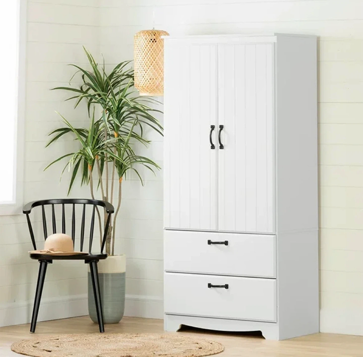 White Wardrobe Armoire with Drawers - photo 2
