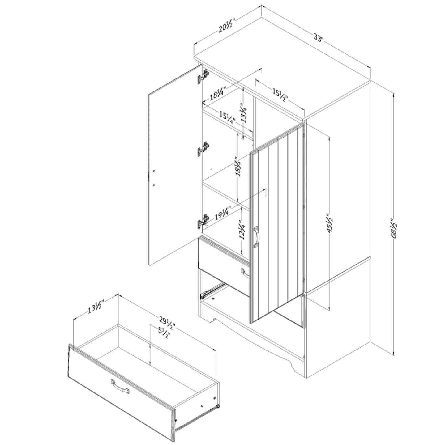 White Wardrobe Armoire with Drawers - photo 3