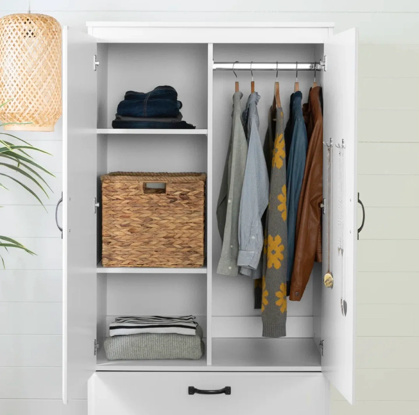 White Wardrobe Armoire with Drawers image indicator(4)