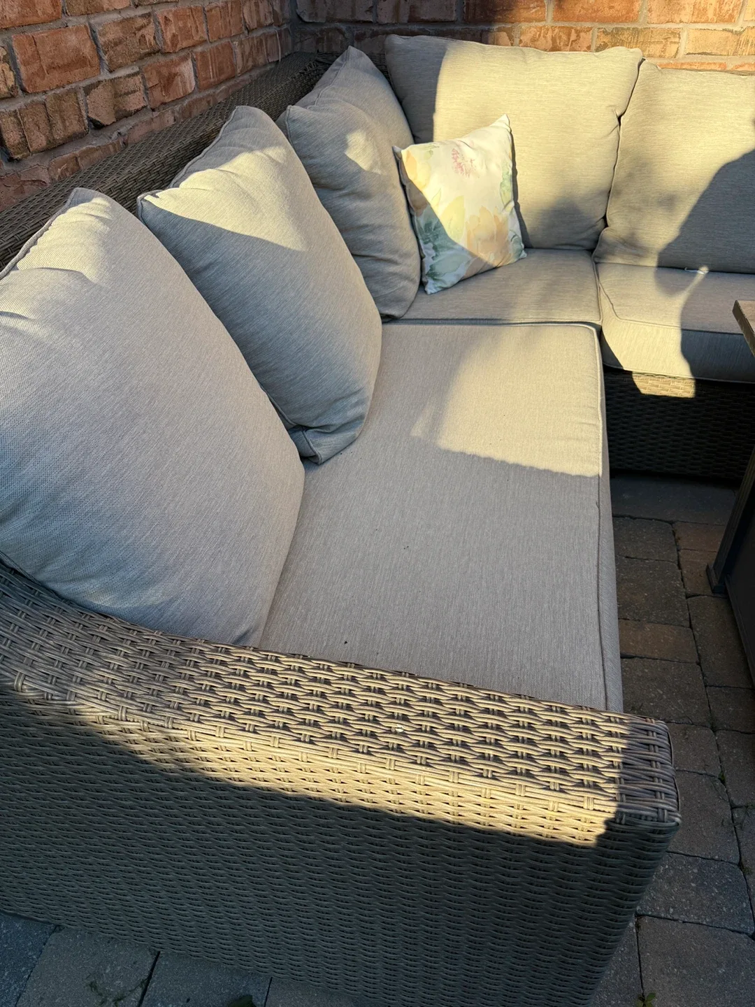 Outdoor Sectional Sofa with Fire Pit Table and umbrella image indicator(2)